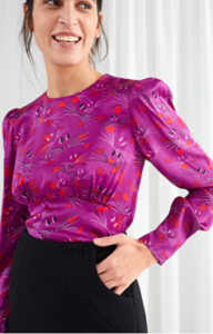 Print Puff Sleeve Blouse in fuchsia a big trend for fall 2020