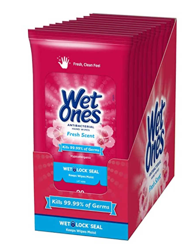 Wet Ones Antibacterial Hands Wipes travel essentials