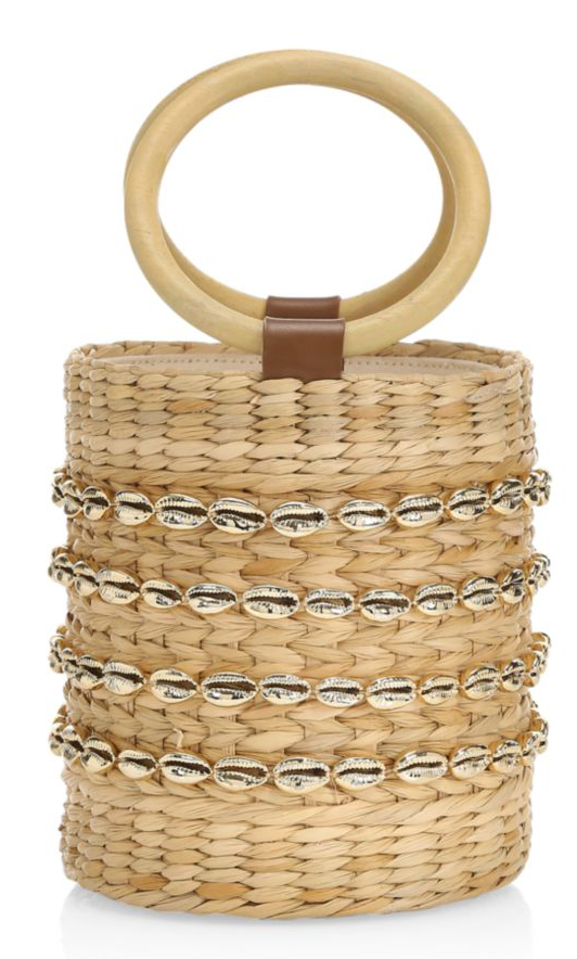 Shell-Embellished Straw Bucket a great summer bag