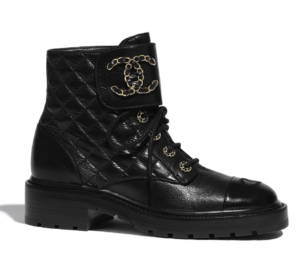 Chanel black lace-up boots