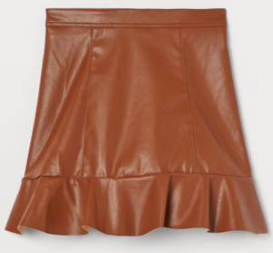 a-line brown faux leather skirt