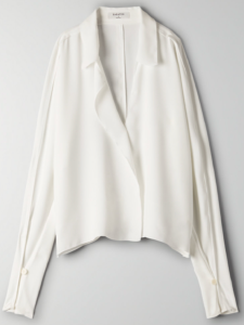 Cropped white blouse V-neck blouse