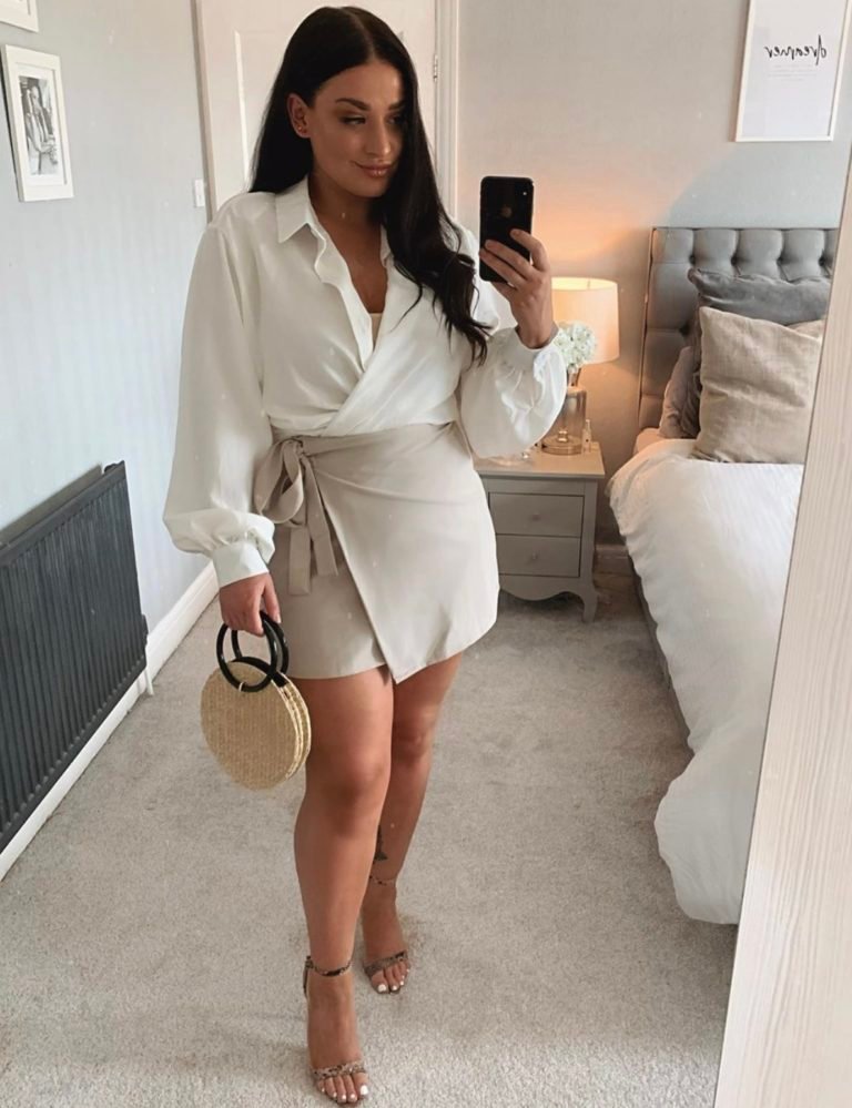 white blouse paired with skirt